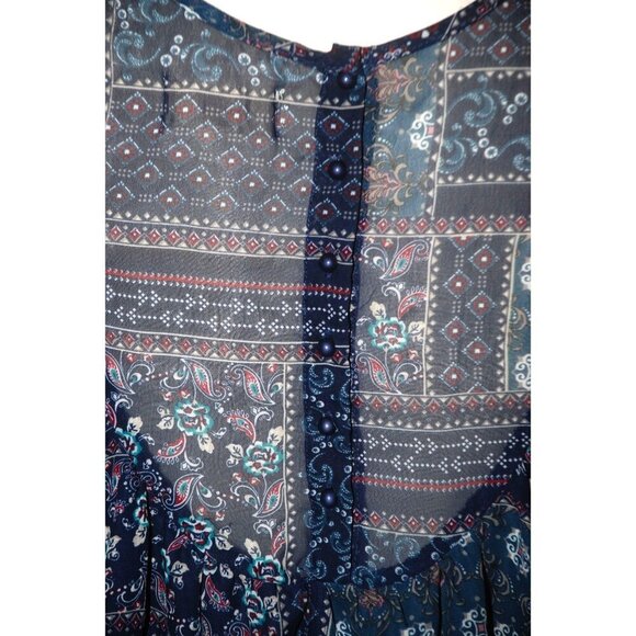 Altar'd State Crochet Blue Patchwork Sleeveless Blouse Top Size XS Flowy - Picture 8 of 11